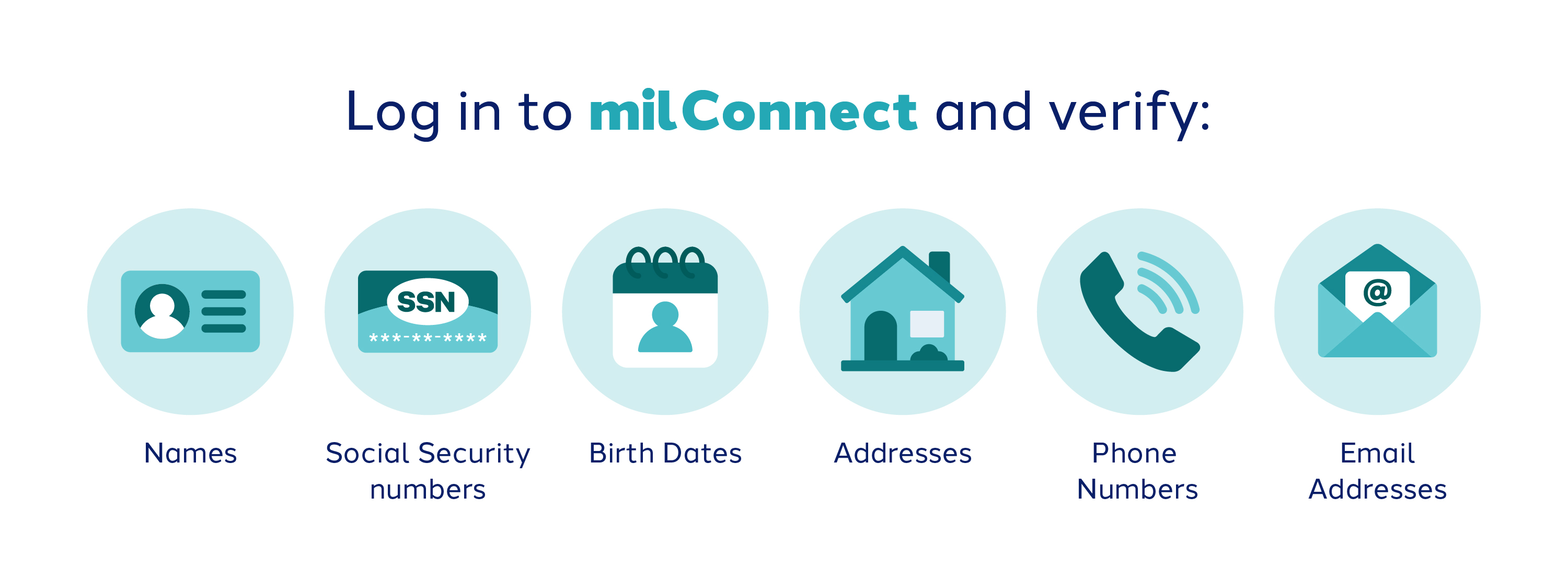 Decorative image: Repeats information to verify in milConnect.